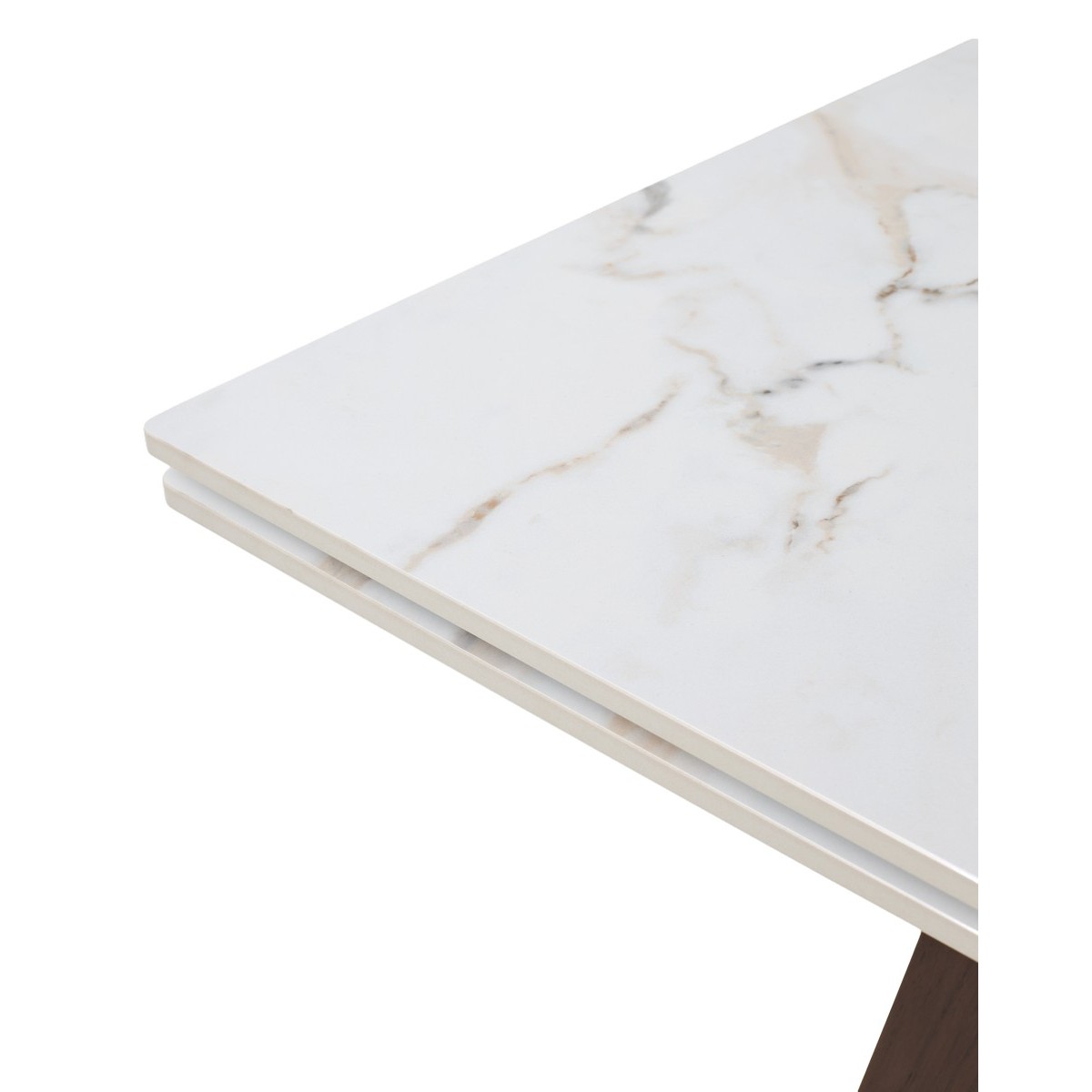 Стол БЭТИС (BETIS) 180 цвет Мрамор (MATTE GILDED WHITE SOLID CERAMIC) / Орех (WALNUT), ®DISAUR