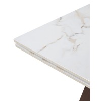 Стол БЭТИС (BETIS) 180 цвет Мрамор (MATTE GILDED WHITE SOLID CERAMIC) / Орех (WALNUT), ®DISAUR