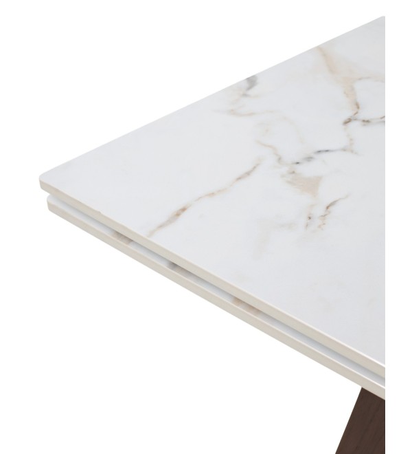 Стол БЭТИС (BETIS) 180 цвет Мрамор (MATTE GILDED WHITE SOLID CERAMIC) / Орех (WALNUT), ®DISAUR