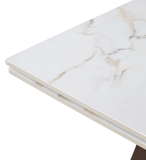 Стол БЭТИС (BETIS) 180 цвет Мрамор (MATTE GILDED WHITE SOLID CERAMIC) / Орех (WALNUT), ®DISAUR