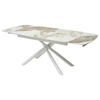 Стол РИВОЛИ (RIVOLI) 140 цвет ПАНДОРА (GLOSS LUXURY PANDORA SOLID CERAMIC) / БЕЛЫЙ, ®DISAUR