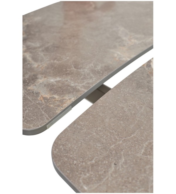 Стол РИВОЛИ (RIVOLI) 140 цвет ЛАТТЕ МАТОВЫЙ (MATT LATTE STONE SOLID CERAMIC) / ТАУПЕ, ®DISAUR