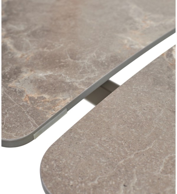 Стол РИВОЛИ (RIVOLI) 140 цвет ЛАТТЕ МАТОВЫЙ (MATT LATTE STONE SOLID CERAMIC) / ТАУПЕ, ®DISAUR