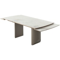 Стол ПУАНТО 200 цвет КРЕМ (BRECHA CREMA ELEGANCE), керамика / Латте каркас