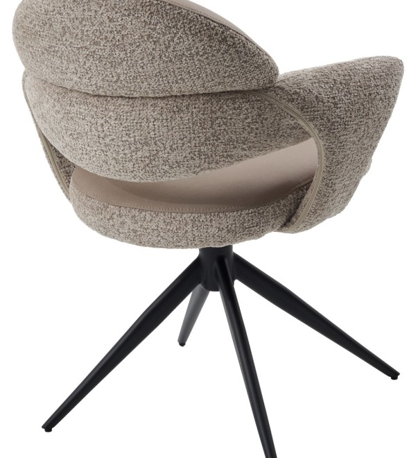 Стул ЖЕНЕВА (GENEVA) 360 град, цвет БЕЖЕВЫЙ VEGA-11 / MIAMI-160, ткань / ЧЕРНЫЙ каркас, ®DISAUR