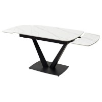 Стол АЛАТРИ (ALATRI) 120 цвет БЕЛЫЙ МРАМОР МАТОВЫЙ (MATT WHITE MARBLE) керамика / ЧЕРНЫЙ, ®DISAUR