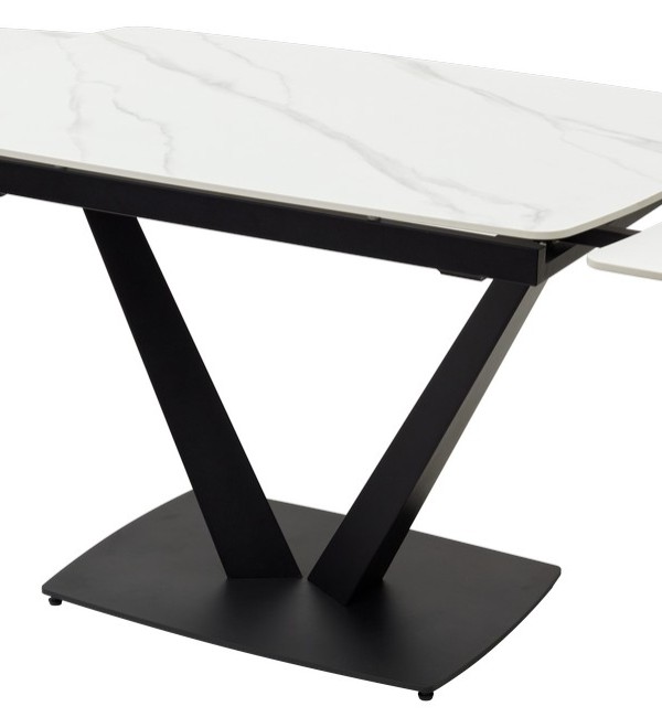 Стол АЛАТРИ (ALATRI) 120 цвет БЕЛЫЙ МРАМОР МАТОВЫЙ (MATT WHITE MARBLE) керамика / ЧЕРНЫЙ, ®DISAUR