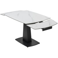 Стол БАЛД (BALDE) 140 цвет БЕЛЫЙ МРАМОР МАТОВЫЙ (MATT WHITE MARBLE SOLID CERAMIC) / ЧЕРНЫЙ, ®DISAUR