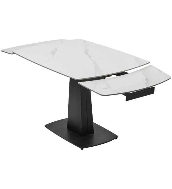 Стол БАЛД (BALDE) 140 цвет БЕЛЫЙ МРАМОР МАТОВЫЙ (MATT WHITE MARBLE SOLID CERAMIC) / ЧЕРНЫЙ, ®DISAUR