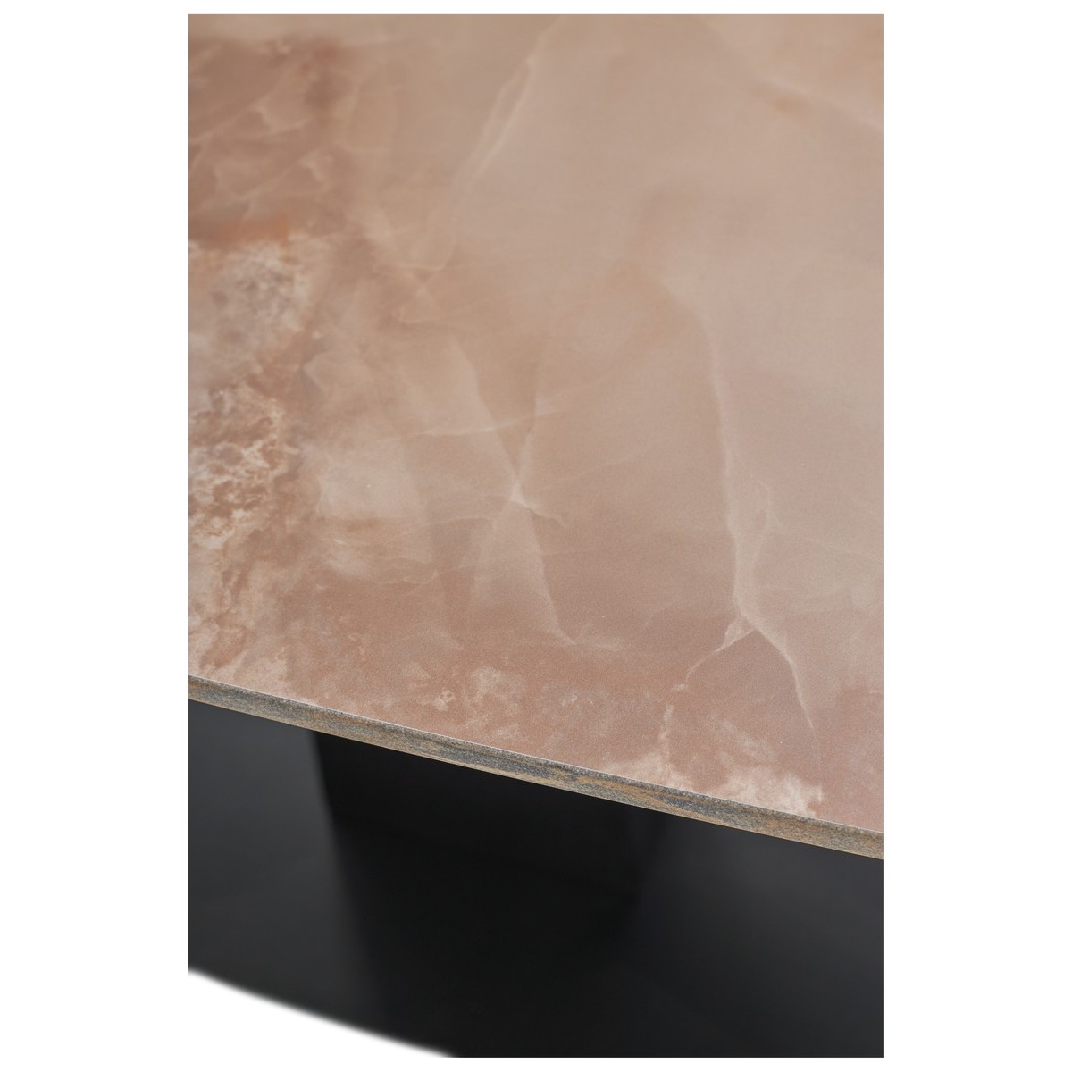 Стол БАЛД (BALDE) 140 цвет АМБЕР ЖАДЕ ГЛЯНЦЕВЫЙ (GLOSS AMBER JADE SOLID CERAMIC) / ЧЕРНЫЙ, ®DISAUR