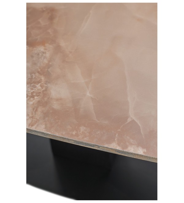 Стол БАЛД (BALDE) 140 цвет АМБЕР ЖАДЕ ГЛЯНЦЕВЫЙ (GLOSS AMBER JADE SOLID CERAMIC) / ЧЕРНЫЙ, ®DISAUR