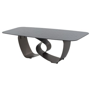 Стол ТОВЕ (TOVE) 240 цвет ЧЕРНЫЙ (GREY), стекло BUBBLE  / Шоколадное золото  ®DISAUR