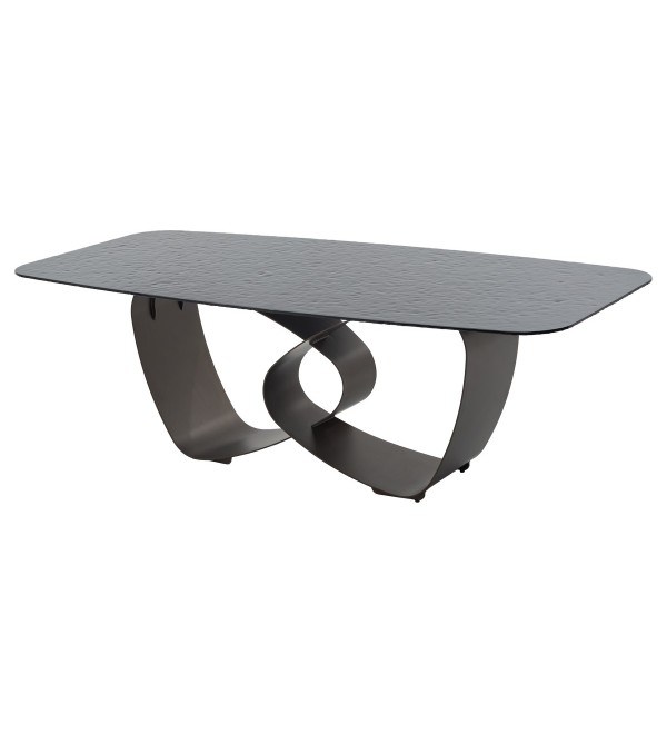 Стол ТОВЕ (TOVE) 240 цвет ЧЕРНЫЙ (GREY), стекло BUBBLE  / Шоколадное золото  ®DISAUR