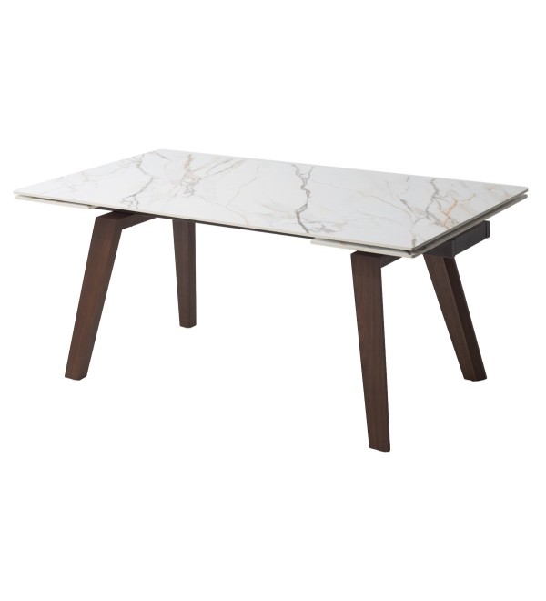 Стол БЭТИС (BETIS) 180 цвет Мрамор (MATTE GILDED WHITE SOLID CERAMIC) / Орех (WALNUT), ®DISAUR