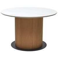 Стол МЕСА (MESA) D120 цвет БЕЛЫЙ МРАМОР M326 / ДУБ, ®DISAUR