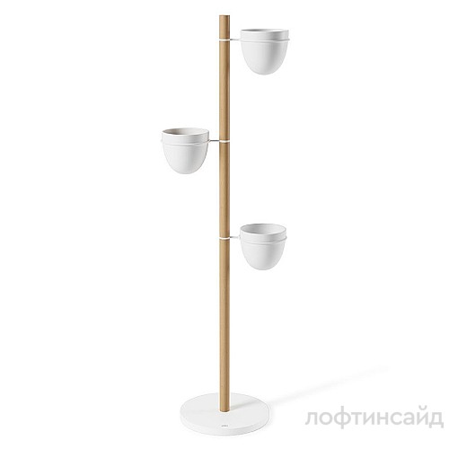 Подставка для растений floristand, белая/натуральное дерево, 3 горшка 1013880-668