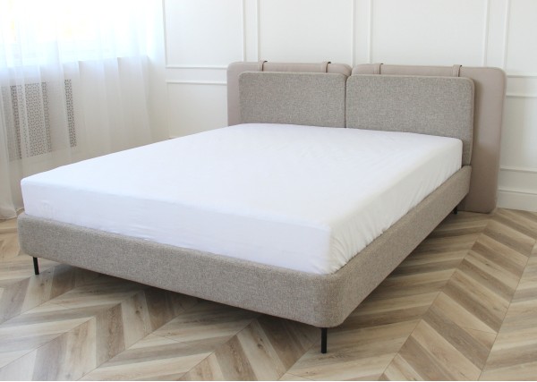 Интерьер: Матрас кокос/eco-foam/латекс 22 см (160*200 см), Кровать двуспальная Hub 160 см (бежевый, экокожа, рогожка)