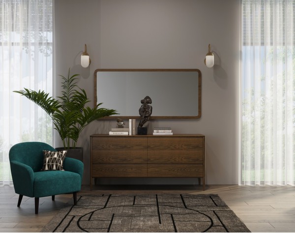 Интерьер: Комод PATERNA, MOD INTERIORS, Зеркало PATERNA, MOD INTERIORS (дерево) — стиль Современный