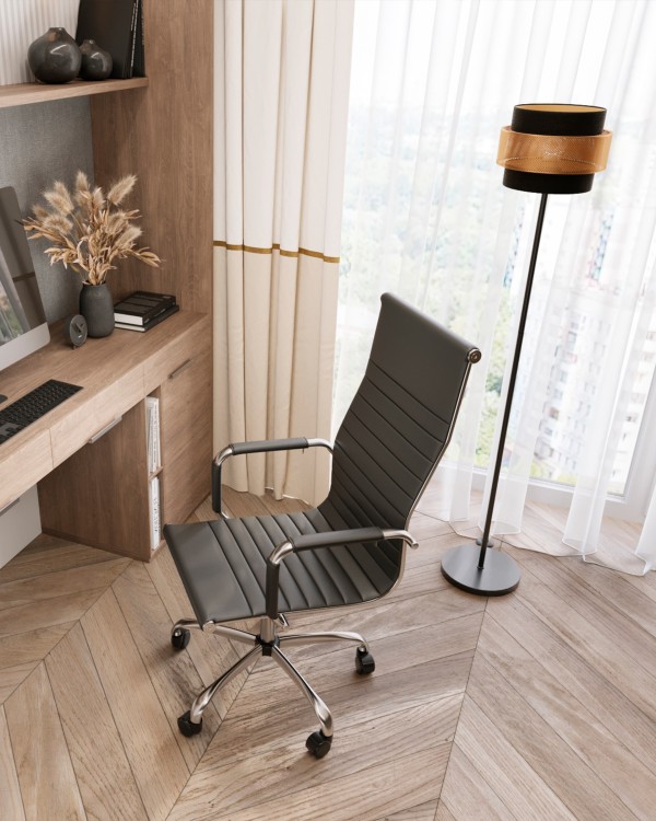 Интерьер: Кресло руководителя TopChairs City черное, Торшер Moderli V10494-1F Gela — стиль Современный