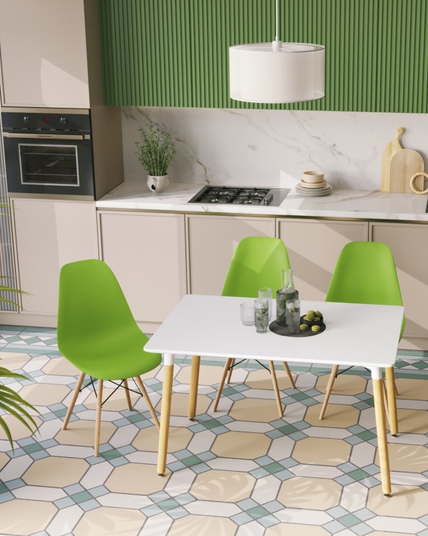 Интерьер: Светильник подвесной Moderli V10498-1P Room, Стол обеденный OSLO NEW 120*80 белый — стиль Скандинавский