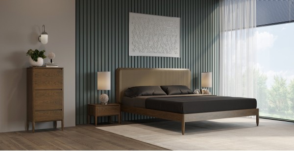 Интерьер: Прикроватная тумбочка PATERNA, MOD INTERIORS (дерево, арт. MDI.BST.PN.17), Комод высокий PATERNA, MOD INTERIORS — стиль Современный