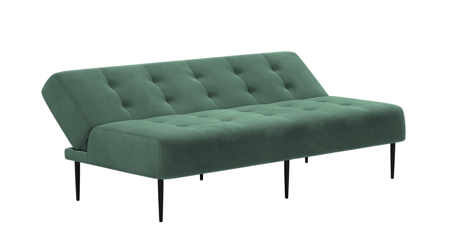 Монако диван-кровать прямой трехместный, без подлокотников, бархат зеленый 19